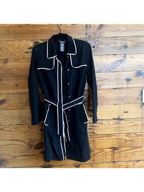 Vintage George Black cotton trench coat size M